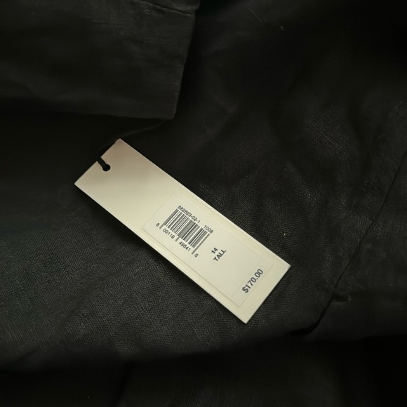 NWT! Banana Republic Black Lisa Open-Back Linen Dress - Size 14 Tall & 20 Reg🦚 - Picture 2 of 7